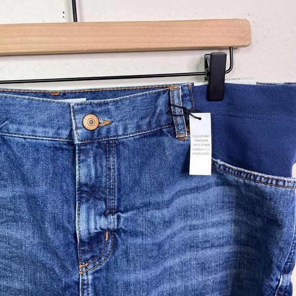 Topshop Maternity Women's Rosa High Waisted Mid Length Shorts Size 12 Denim Blue - Picture 3 of 10
